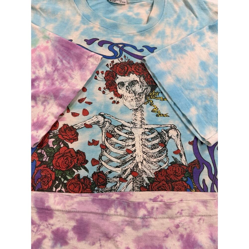 Vintage Grateful Dead 1990 Skeleton Rose Tie Dye Single Stitch Mens T Shirt XL - Picture 11 of 16